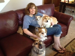 Bentley, top left, with mom Christi and pack
