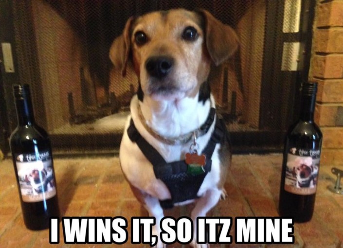 Chuckie with his wine