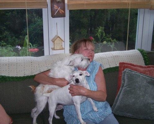 Donna with Dixie and Scruffy