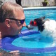 Dad and Octavia, playing in the pool