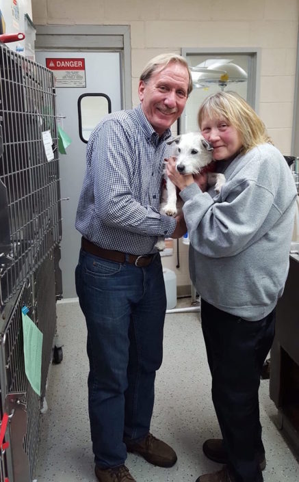 Reunited at the vet with Donna and Mike